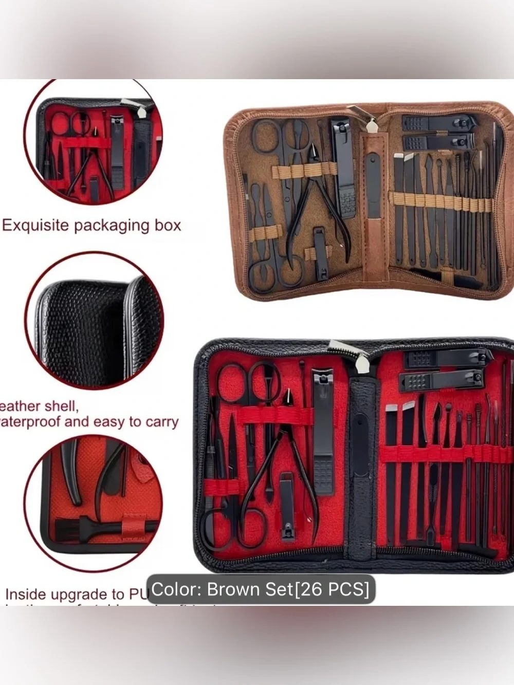 NEW - 26 Manicure and Pedicure Set Stainless Steel Nail Clippers & Travel Case
